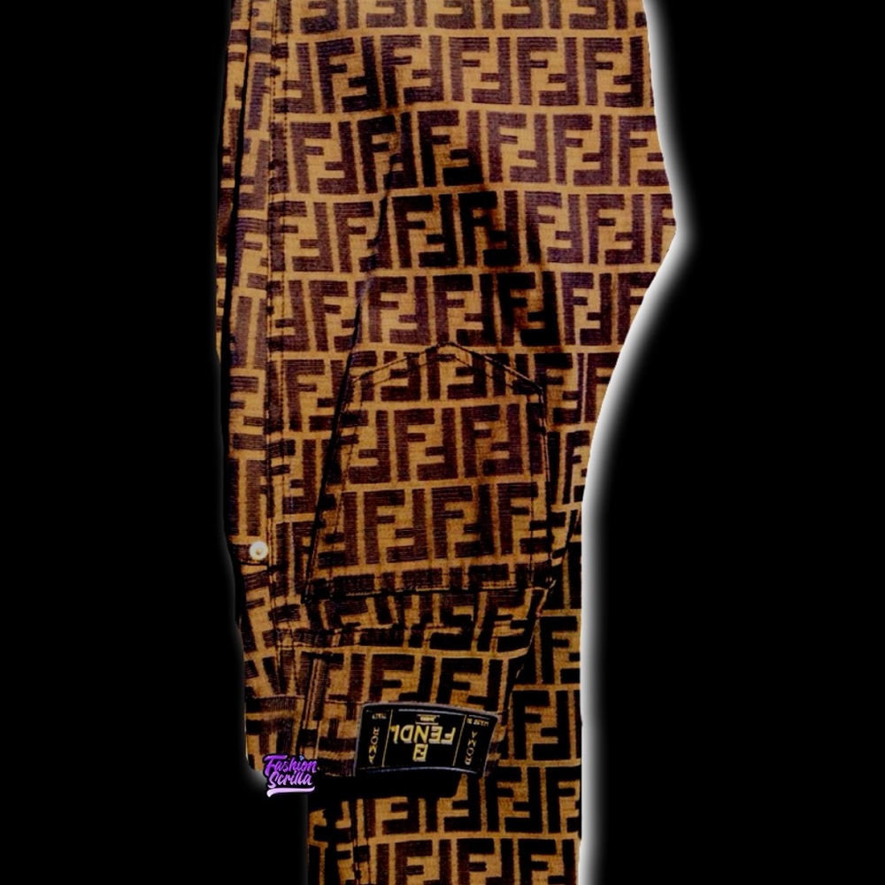 Fendi Vintage Zucca Monogram Brown Black Jean Logo Trousers - Picture 15 of 16